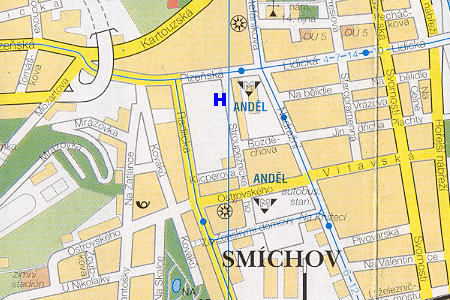 mapa prahy - hotel Andels