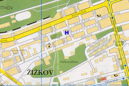 mapa prahy - hotel Aron