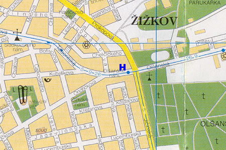 mapa prahy - hotel Olanka