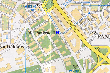 mapa prahy - hotel Pankrc