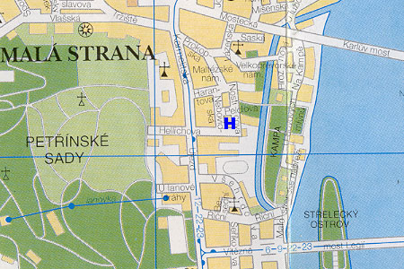 mapa prahy - hotel Residence Nosticova