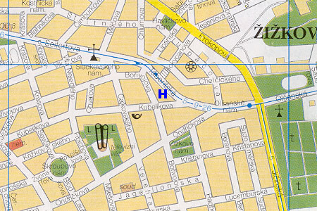 mapa prahy - hotel Tbor