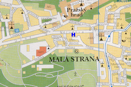 mapa prahy - hotel U Brny