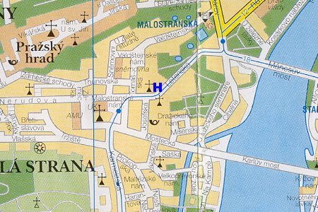 mapa prahy - hotel U Modrho kle